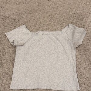 Brandy Melville Women's Gray Short Sleeve Top